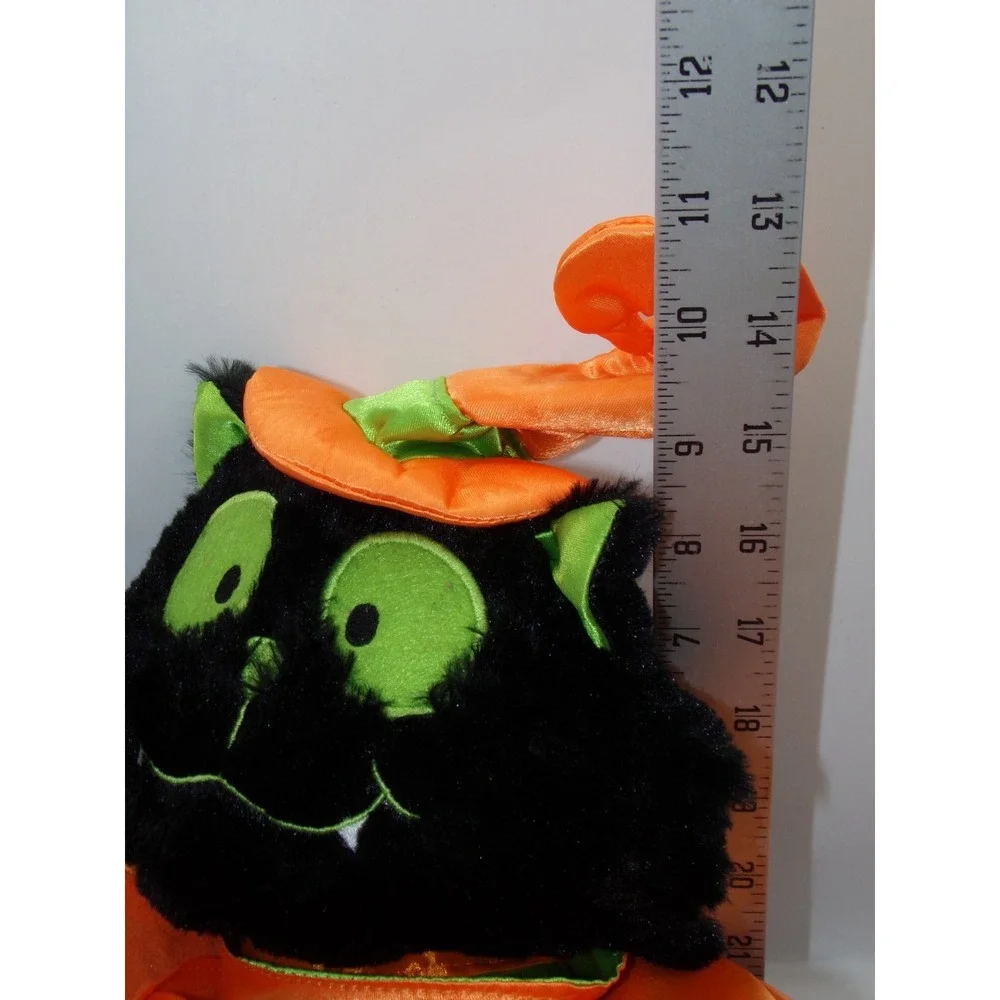 Halloween Black Cat Pumpkin Plush Animated Sings Moves to Black Magic Woman Song